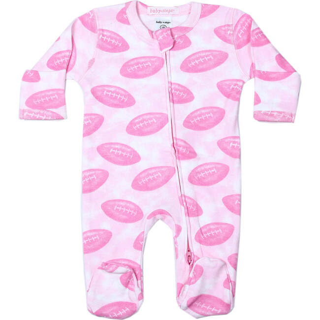 Baby Zipper Footie, Pink Football