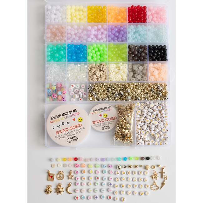 Over 3000-Piece Rainbow Bead Kit with Letters, Charms, and Stretch Cord