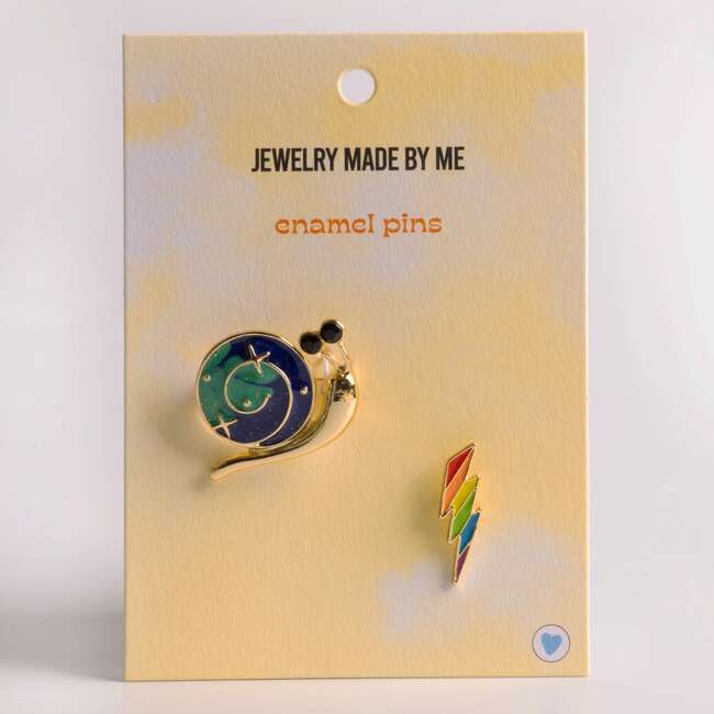 Snail and Rainbow Lightning Bolt Enamel Pins 2 Pack