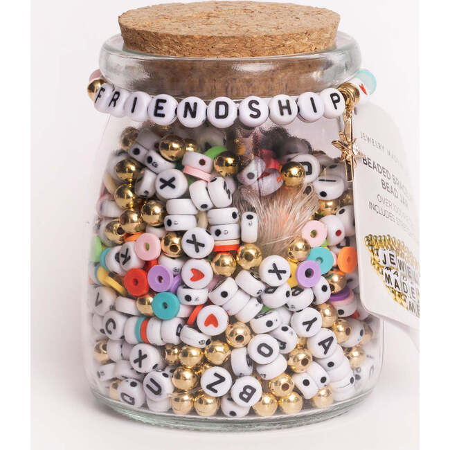 FRIENDSHIP Round Letter with Multicolor Heishi and Starburst Charm DIY Bead Jar