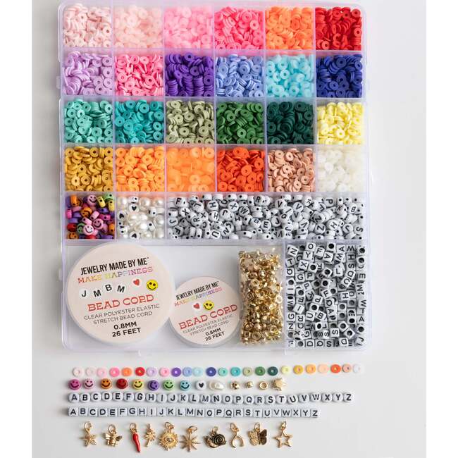Extra Large Multicolor Heishi Bead Box with Round and Block Letters DIY Jewelry Kit Over 6500 Pieces