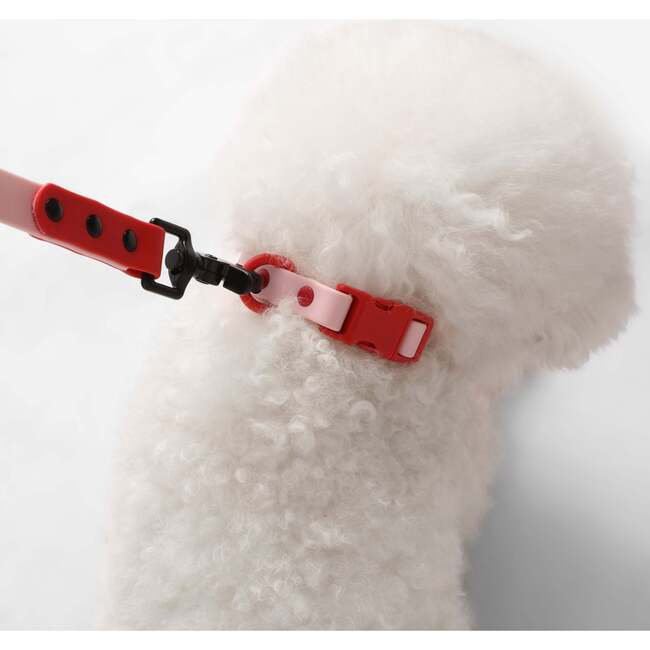 Luna 8FT Adjustable 6-in-1 Waterproof Hands Free Leash and Collar with LED Flashlight, Bag Dispenser, and Poop Bag Holder, Pink/Red - Collars, Leashes & Harnesses - 3