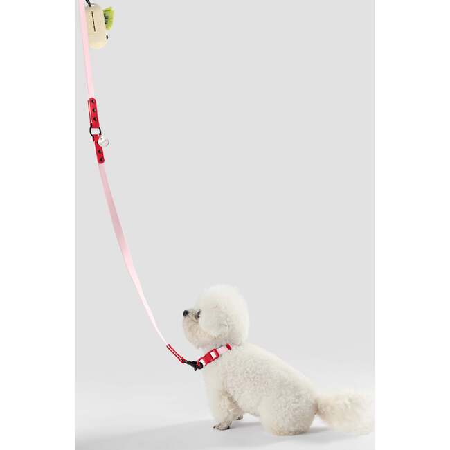 Luna 8FT Adjustable 6-in-1 Waterproof Hands Free Leash and Collar with LED Flashlight, Bag Dispenser, and Poop Bag Holder, Pink/Red - Collars, Leashes & Harnesses - 6