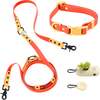 Luna 8FT Adjustable 6-in-1 Waterproof Hands Free Leash and Collar with LED Flashlight, Bag Dispenser, and Poop Bag Holder, Dark Orange/Light Orange - Collars, Leashes & Harnesses - 1 - thumbnail