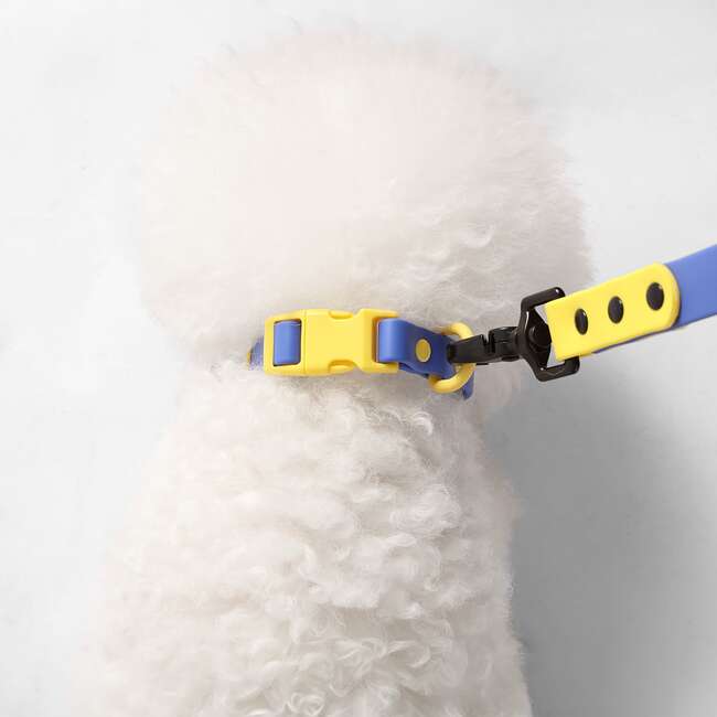 Luna 8FT Adjustable 6-in-1 Waterproof Hands Free Leash and Collar with LED Flashlight, Bag Dispenser, and Poop Bag Holder, Dark Blue/Yellow - Collars, Leashes & Harnesses - 3