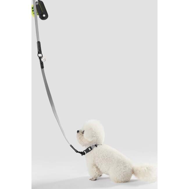Luna 8FT Adjustable 6-in-1 Waterproof Hands Free Leash and Collar with LED Flashlight, Bag Dispenser, and Poop Bag Holder, Grey/Black - Collars, Leashes & Harnesses - 6