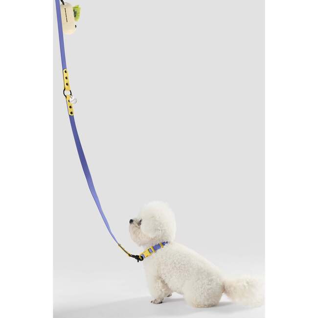 Luna 8FT Adjustable 6-in-1 Waterproof Hands Free Leash and Collar with LED Flashlight, Bag Dispenser, and Poop Bag Holder, Dark Blue/Yellow - Collars, Leashes & Harnesses - 6