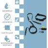 Luna 8FT Adjustable 6-in-1 Waterproof Hands Free Leash and Collar with LED Flashlight, Bag Dispenser, and Poop Bag Holder, Black - Collars, Leashes & Harnesses - 5