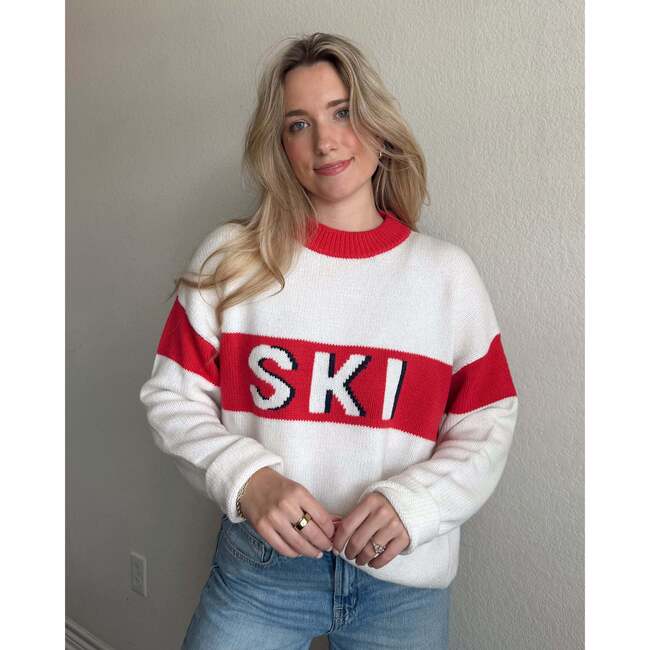 Sadie Crewneck Sweater, Ivory Ski