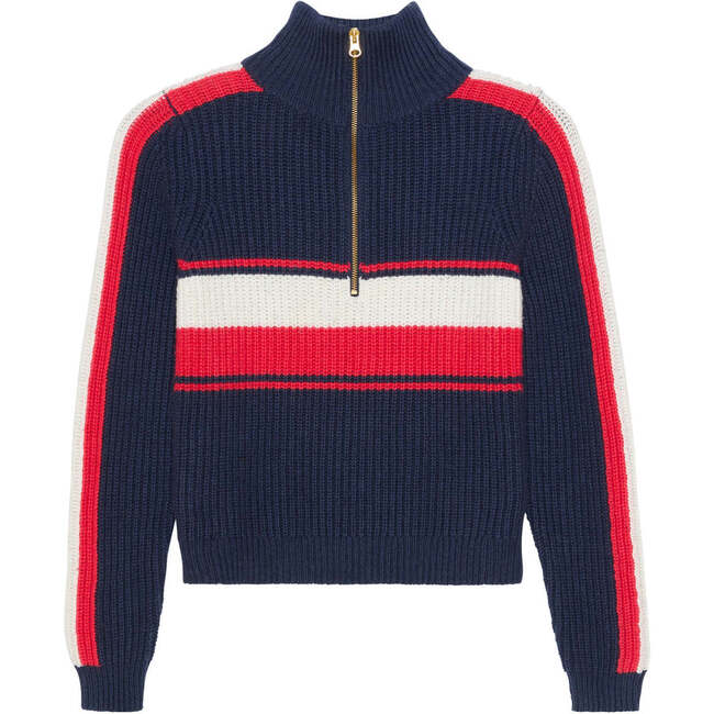 Aspen Quarter Zip, Navy Retro Block