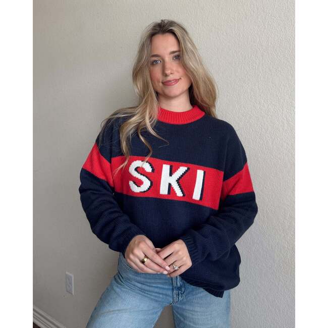 Sadie Crewneck Sweater, Navy Ski