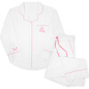 Tee Time Long Pajama Set, White & Pink - Pajamas - 1 - thumbnail