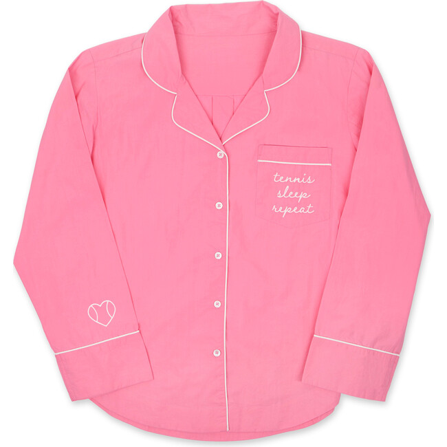 Tennis Sleep Repeat Long Pajama Set, Pink - Pajamas - 3