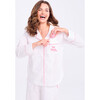 Tee Time Long Pajama Set, White & Pink - Pajamas - 5