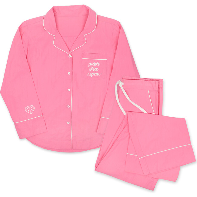 Pickle Sleep Repeat Long Pajama Set, Pink