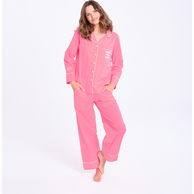 Pickle Sleep Repeat Long Pajama Set, Pink - Pajamas - 6