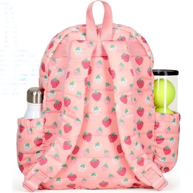 Little Love Tennis Backpack, Strawberry Puffer - Backpacks - 3