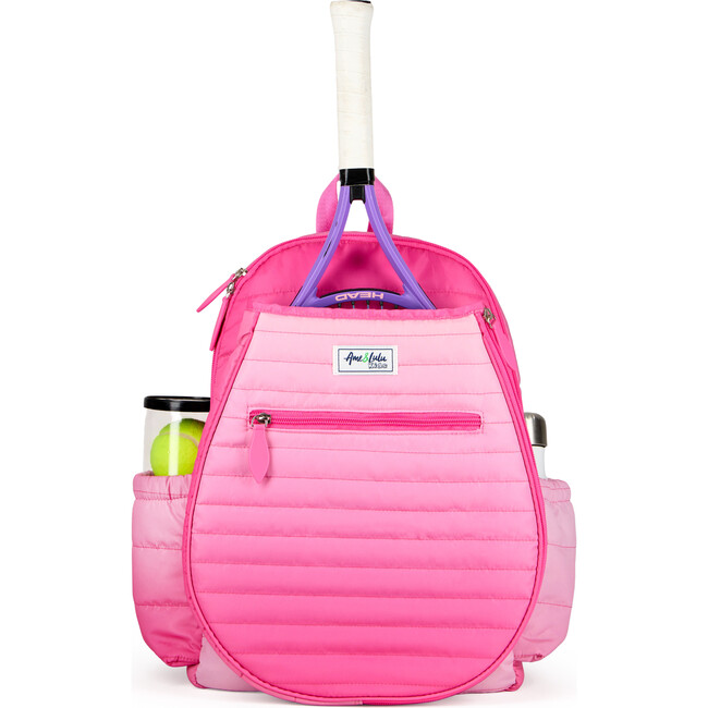 Big Love Tennis Backpack, Hot Pink Ombre Puffer