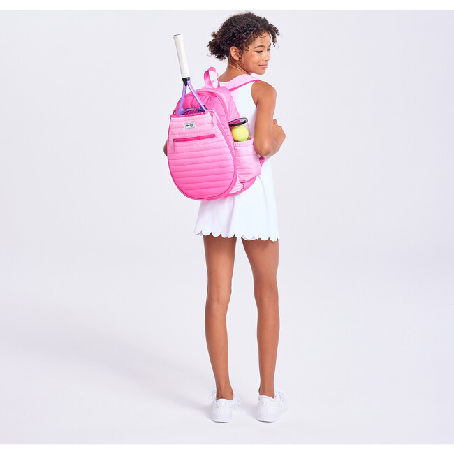Big Love Tennis Backpack, Hot Pink Ombre Puffer - Backpacks - 3