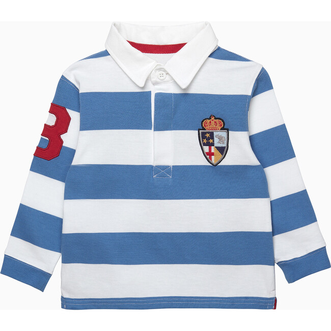 Nicholas Rugby Shirt, Denim Blue White Stripe