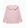 Grace Bow Collar Top, Dusky Pink - Blouses - 1 - thumbnail
