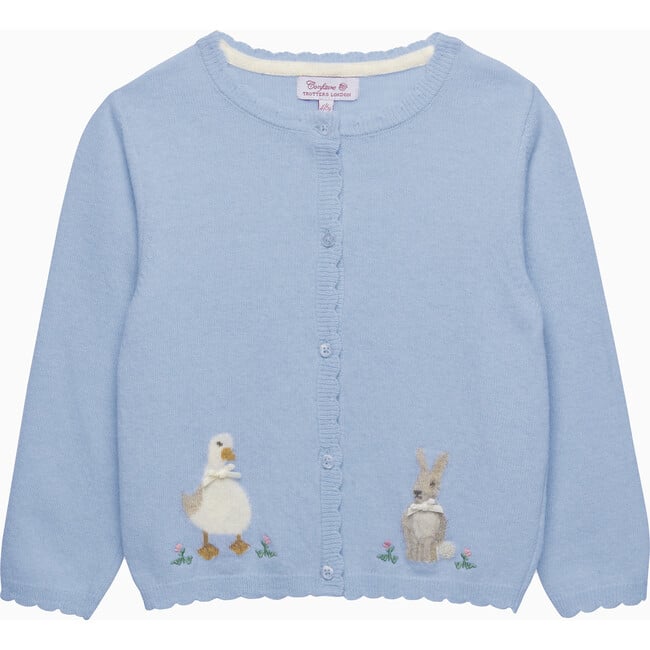 Duck And Bunny Cardigan, Pale Blue
