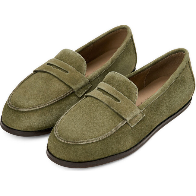 Ryan Suede Grosgrain Ribbon Trim Loafers, Khaki