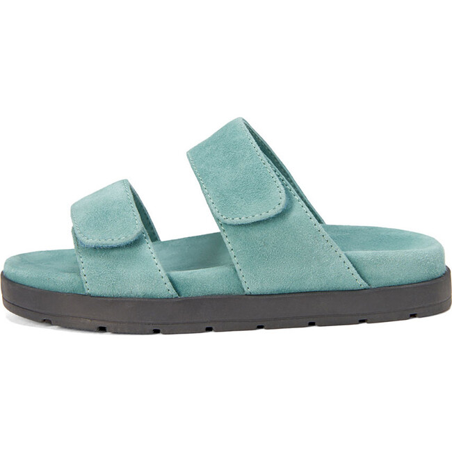 Rafa Double Velcro Strap Slides Slip Ons, Turquoise