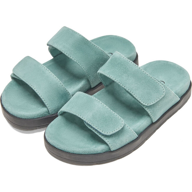 Rafa Double Velcro Strap Slides Slip Ons, Turquoise