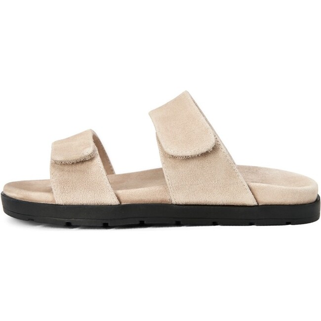 Rafa Double Velcro Strap Slides Slip Ons, Beige
