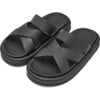 Cove Leather Cross-Over Strap Sandals, Black - Sandals - 2 - thumbnail