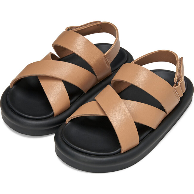 Rick Velcro Strap Leather Sandals, Beige - Sandals - 1