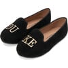 Milo Velvet Round Toe 'DUKE' Embroidered Loafers, Black And Duke - Loafers - 1 - thumbnail