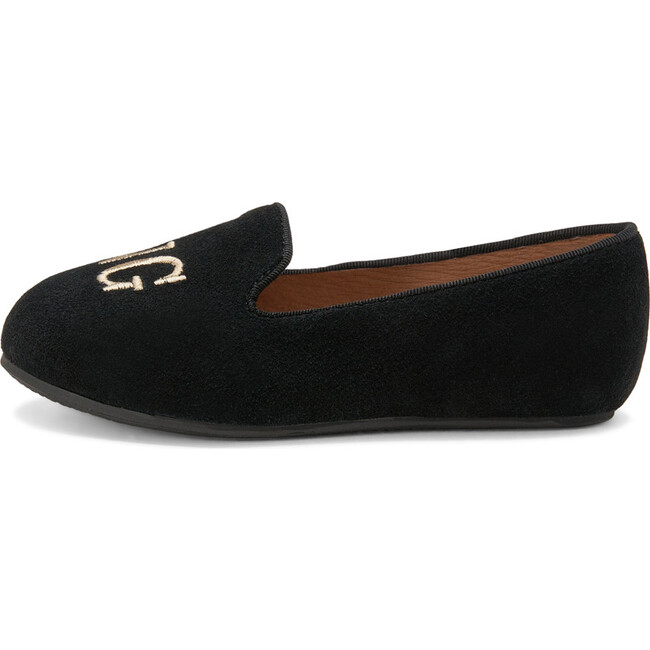 Milo Velvet Round Toe 'KING' Embroidered Loafers, Black And King