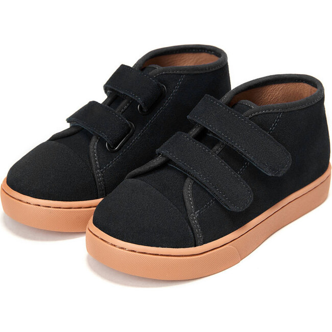 Robby Suede 2-Velcro Strap High Sneakers, Black