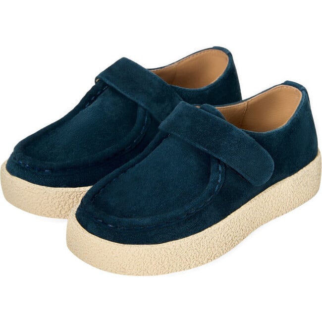 Liam Velcro Strap Suede Casual Boots, Dark Navy