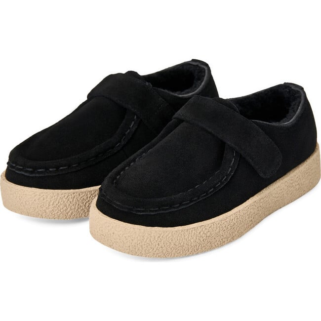 Liam Winter Soft Suede Velcro Strap Slip-On Boots, Black