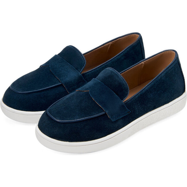 Kirk Suede Square Toe Slip-On Sneakers, Navy