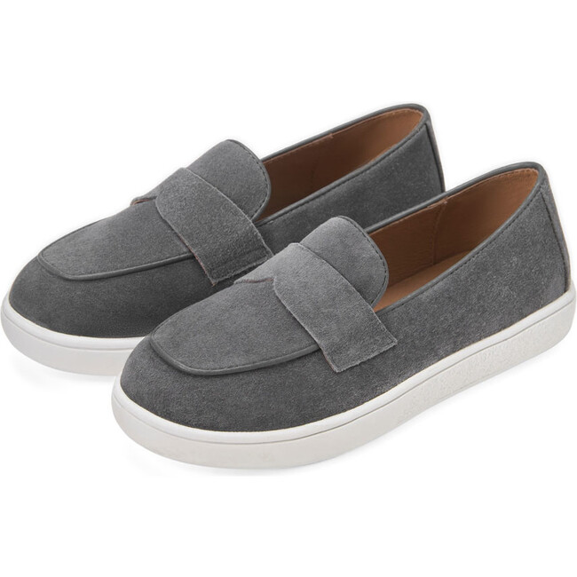 Kirk Suede Square Toe Slip-On Sneakers, Dark Grey