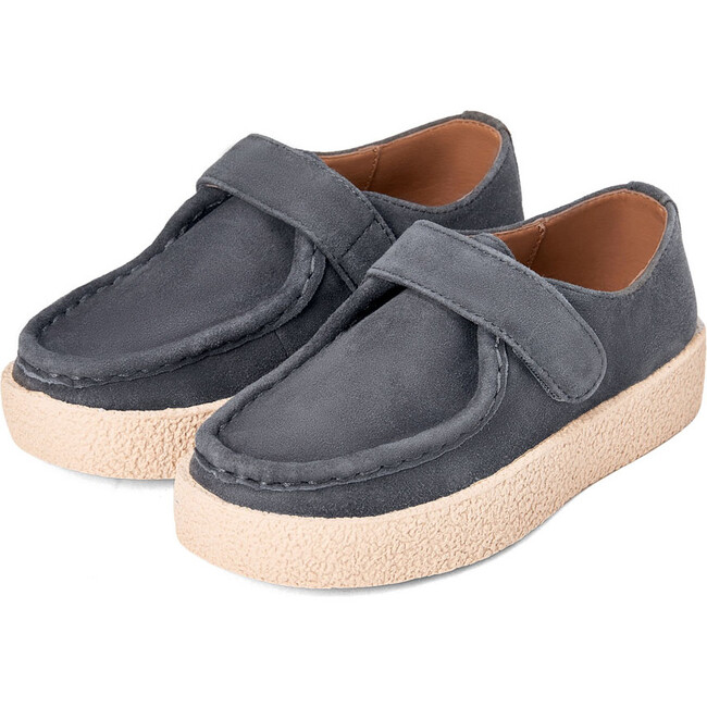 Liam Suede Velcro Strap Loafers Boots, Dark Grey