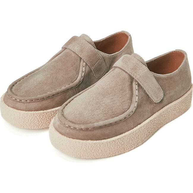Liam Suede Velcro Strap Loafers Boots, Beige