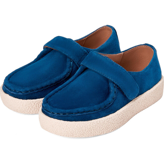 Liam Suede Velcro Strap Loafers Boots, Navy