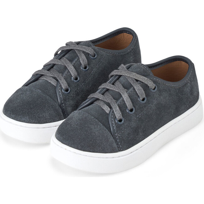 Robby Suede Flat Sole Lace-Up Sneakers, Grey