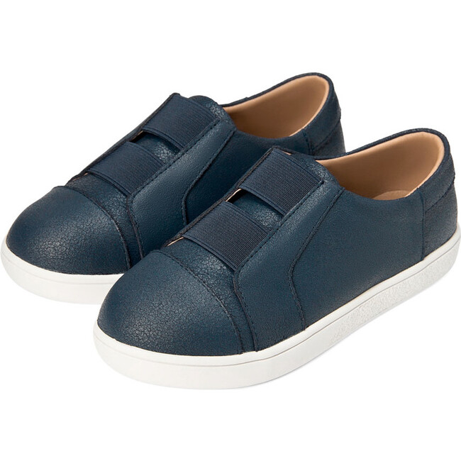 Connor Supple Leather Elasticated Webbing Strap Sneakers, Navy