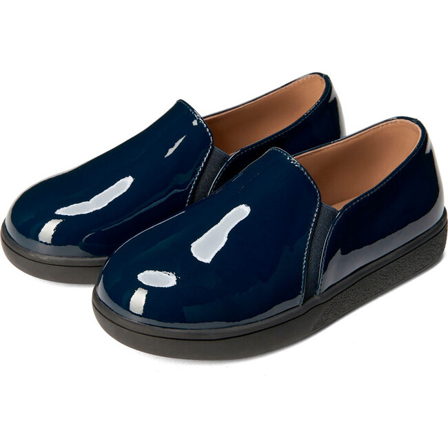 Terry Glossy Leather Slip-On Sneakers, Navy