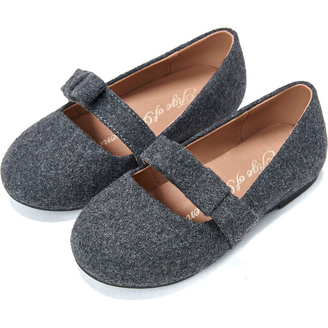 Mia Wool Ballet Flats, Dark Grey