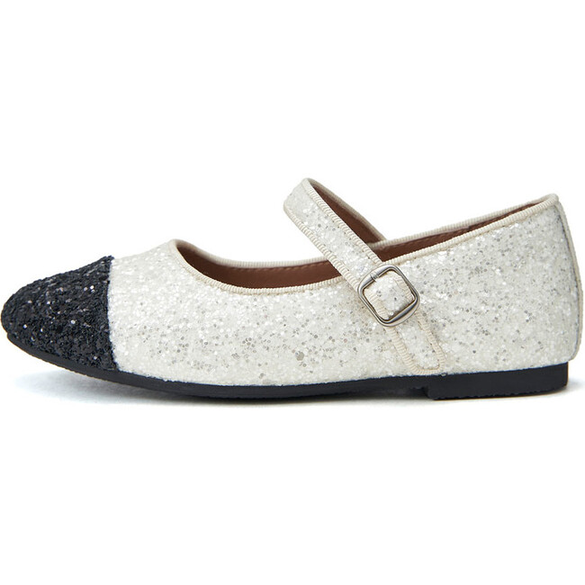 Bebe Glitter Mary Janes, White & Black