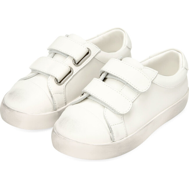 Maeve Leather Velcro Strap Sneakers, White