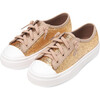 Mabel Glitter Leather Lace Sneakers, Gold - Sneakers - 2 - thumbnail
