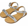 Iris Leather Slim Strap Sequins Sandals, Silver - Sandals - 2